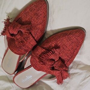 charles by Charles David Red Tweed Bow Mule Size 7.5